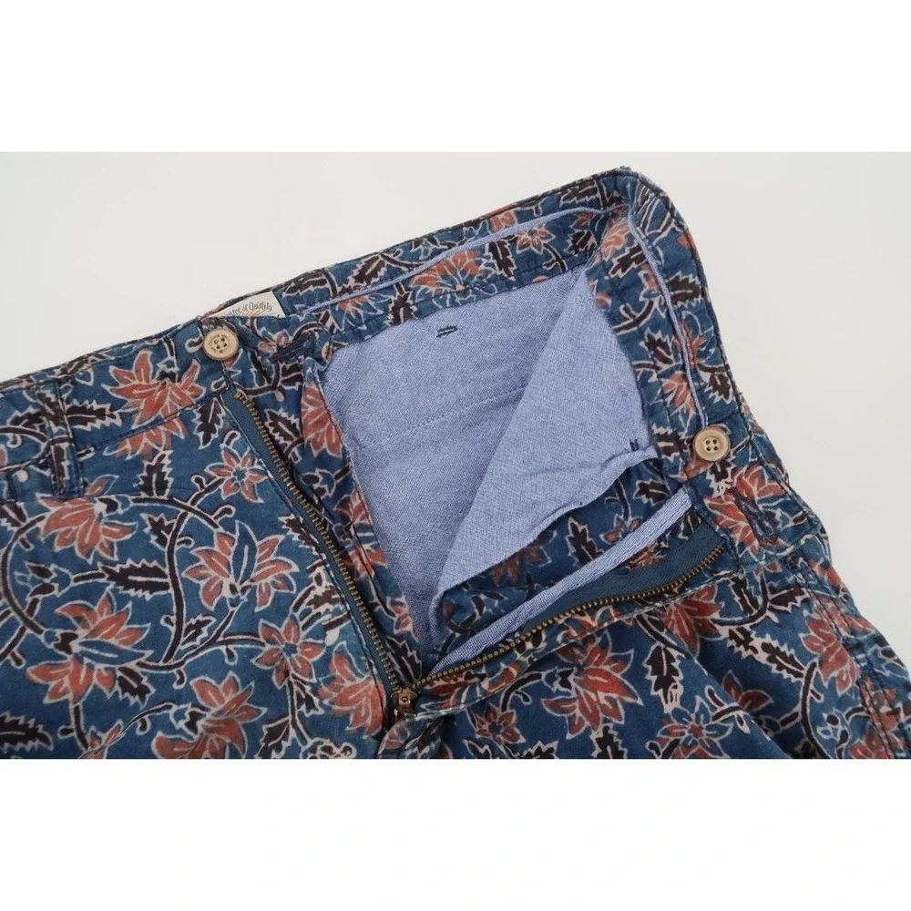 Faherty Shorts‎ Mens 32 Navy Printed Cotton Floral Print Casual Chino